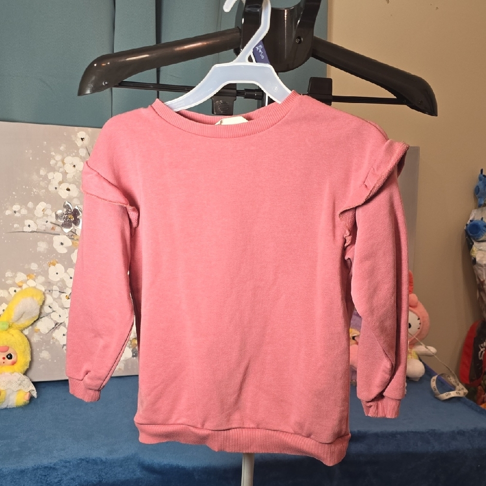 H&M Kids Pink Ruffle Sweatshirt Size 4t